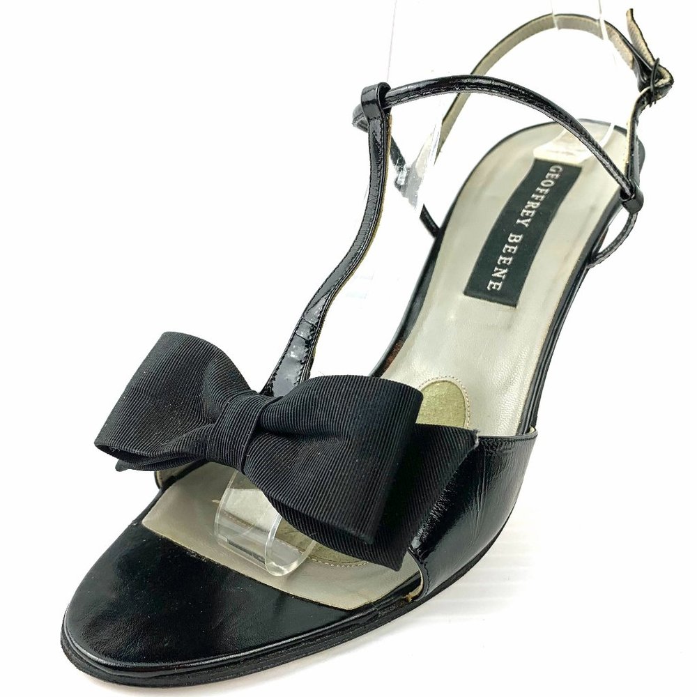 Retro GEOFFREY BEENE Patent Leather Strappy Bow Sandal Heels
